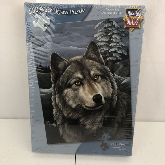 "NIGHT EYES" GREY WOLF 550 PIECE JIGSAW PUZZLE - BY MASTER PIECES (18x24 ) NEW - Picture 9 of 9